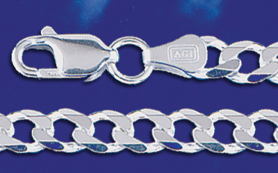Men's 6 Sided Curb Sterling Silver Bracelet  2318